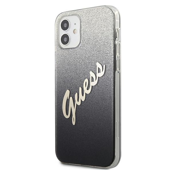 Etui GUESS Apple iPhone 12 Mini Glitter Gradient Script Czarny Hardcase