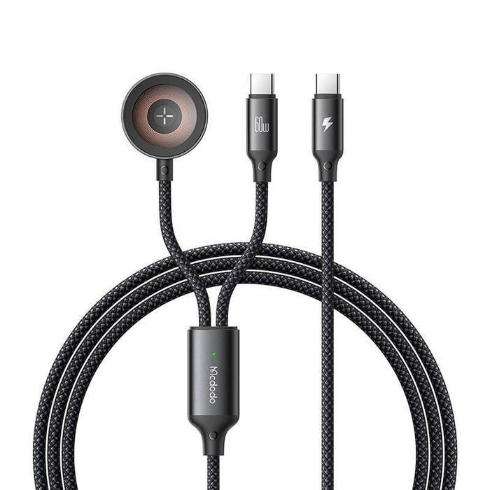 Kabel 2w1 Mcdodo CA-2200 USB-C + ładowarka Apple Watch, 60W, 1.2m