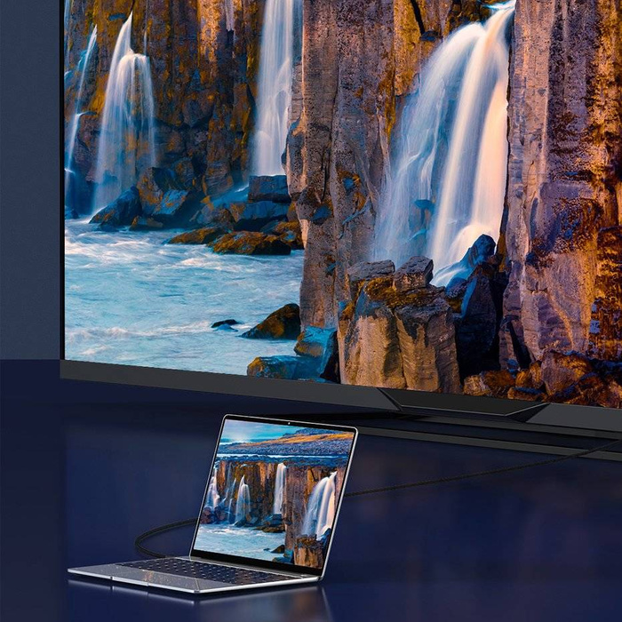 Baseus kabel HDMI 2.1 8K 60 Hz 48 Gbps / 4K 120 Hz / 2K 144 Hz 3D eARC QMS Dynamic HDR VRR ALLM 3m czarny (CAKGQ-L01)