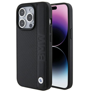 Etui Bmw Bmhcp15l22rdpk Iphone 15 Pro 6.1" Czarny/black Hardcase Leather Textured & Stripe Case