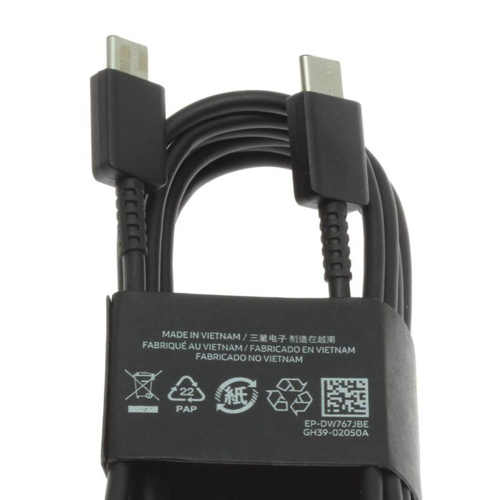 Oryginalny Kabel SAMSUNG Galaxy S22 Ultra S21 A52 A53 USB-C - USB-C 1,8M DŁUGI EP-DW767JBE Czarny