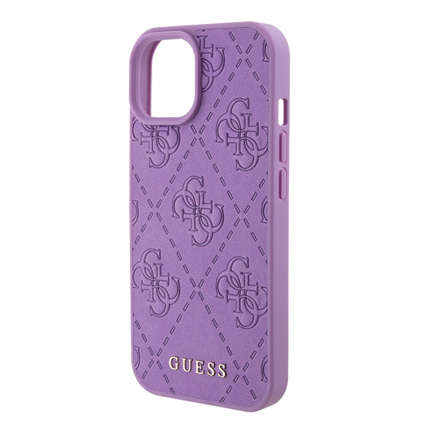 Etui Guess GUHCP15SP4EPMU iPhone 15 6.1" fioletowy/light purple hardcase Leather 4G Stamped Case