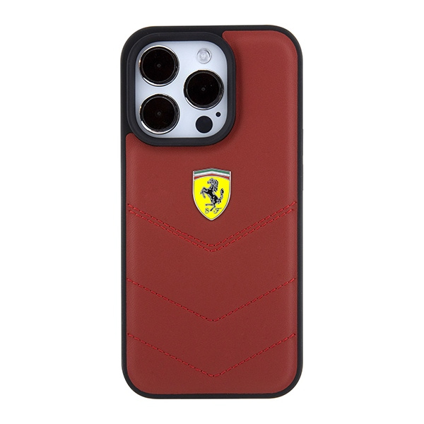 Etui Ferrari FEHCP15LRDUR iPhone 15 Pro 6.1" czerwony/red hardcase Leather Stitched Lines Case