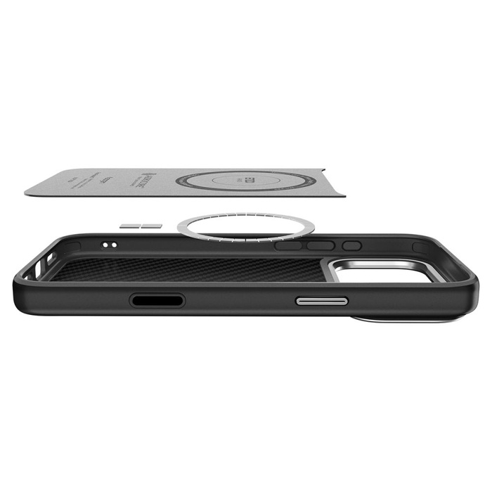 ETUI SPIGEN IPHONE 17 PRO ENZO ARAMID ”T” MAG MAGSAFE BLACK/SILVER