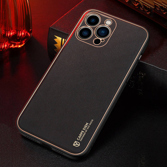 Dux Ducis Yolo eleganckie etui pokrowiec ze skóry ekologicznej iPhone 13 Pro czerwony