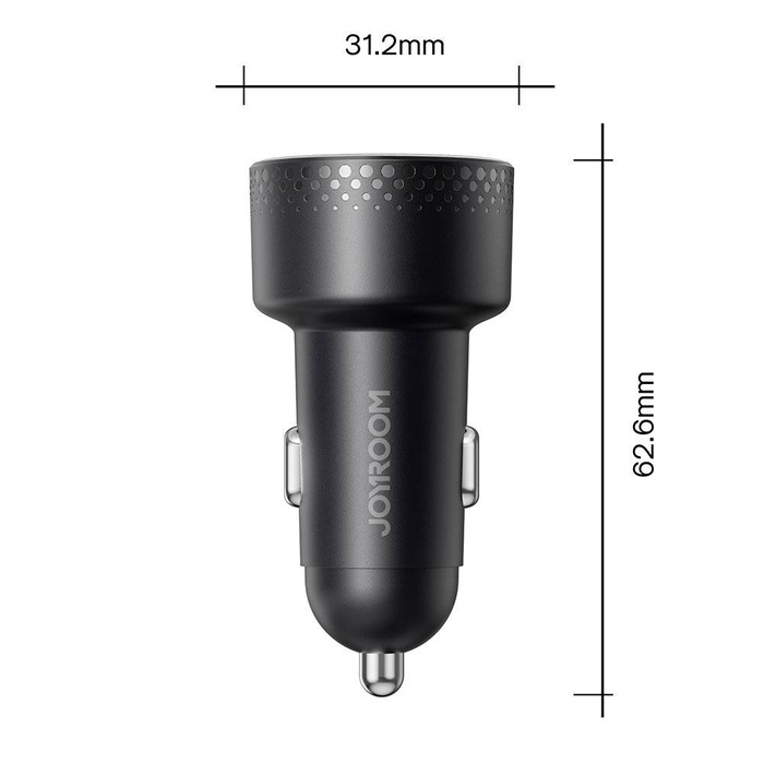 Ładowarka samochodowa 2x USB C 70W z wyświetlaczem LED Joyroom JR-CCD02 | czarna