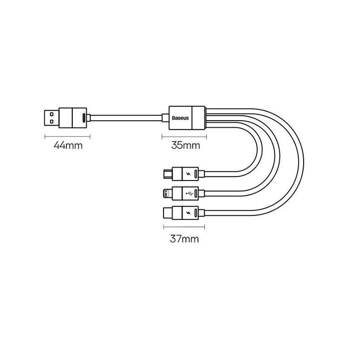 Baseus StarSpeed kabel 3w1 USB-A - Micro-USB / Lightning / USB-C 3.5A 1.2m fioletowy