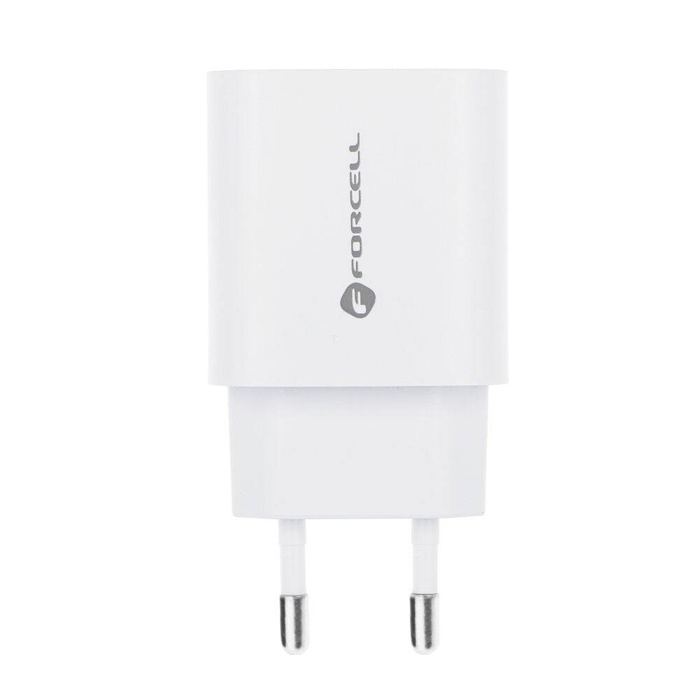 Ładowarka sieciowa do telefonu Forcell F-Energy USB C + USB A QC4.0 PD 3A 30W TFK-TC-30WPD biała