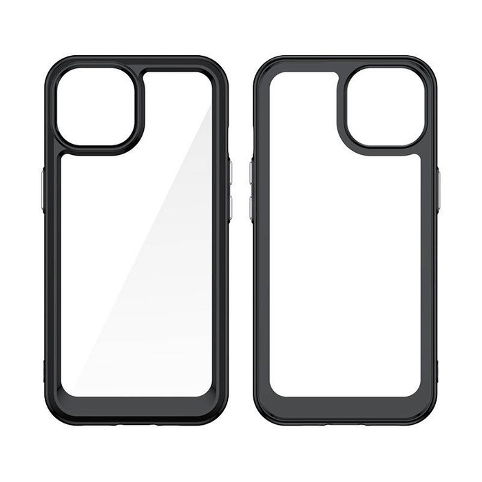 Etui Wzmocnione etui z elastyczną ramką do iPhone 15 Plus Outer Space - czarne Case