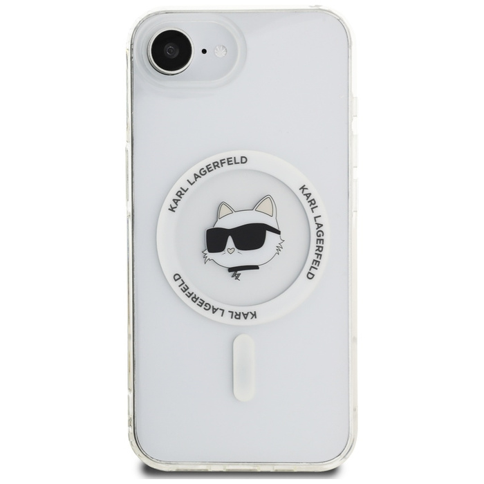 Etui Karl Lagerfeld IML Metal Choupette  Head MagSafe do iPhone 16e biały