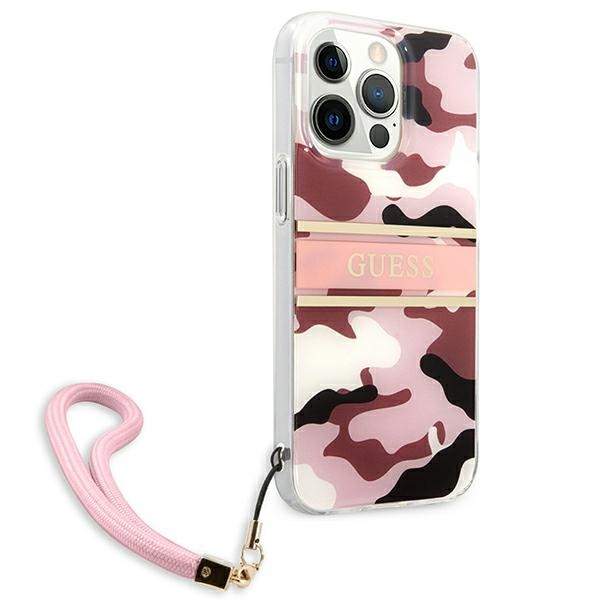 Etui GUESS Apple iPhone 13 Pro Max Camo Strap Collection Różowy Hardcase