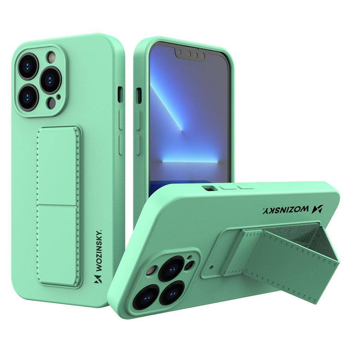 Wozinsky Kickstand Case elastyczne silikonowe etui z podstawką iPhone 13 Pro Max miętowy