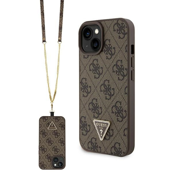 Etui Guess GUHCP15MP4TDSCPW iPhone 15 Plus 6.7" brązowy/brown hardcase Crossbody 4G Metal Logo Case