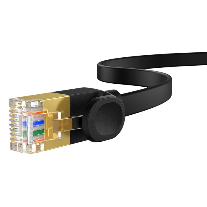 Płaski kabel sieciowy Baseus Ethernet RJ45, Gigabit, Cat.7, 0,5m (czarny)