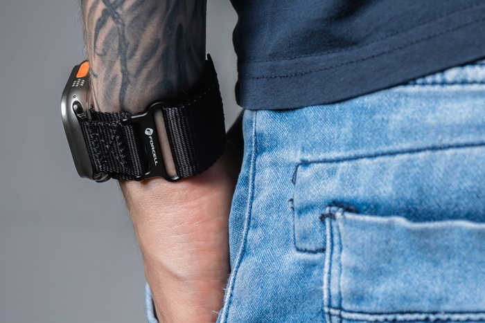 FORCELL F-DESIGN FA05 pasek nylonowy do APPLE Watch 42 / 44 / 45 / 49 mm czarny