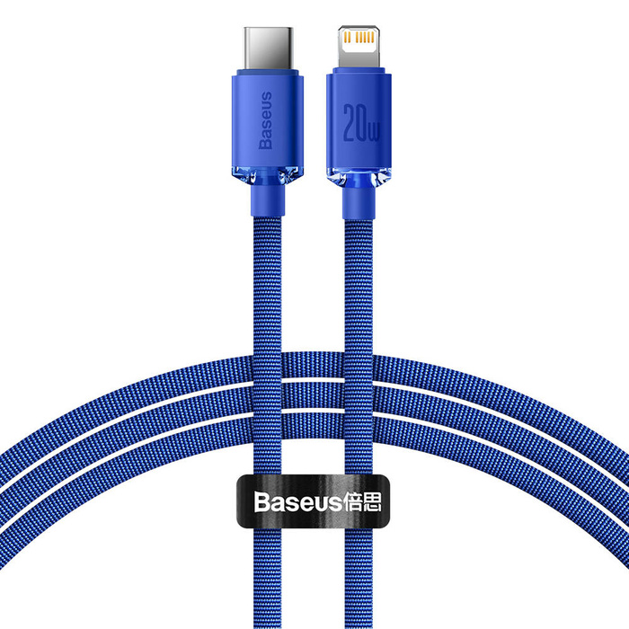 Baseus Crystal Shine Series kabel przewód USB do szybkiego ładowania i transferu danych USB Typ C - Lightning 20W 1,2m niebieska (CAJY000203)