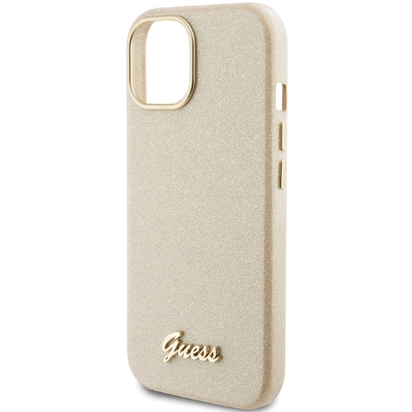 Etui Guess GUHCP15SPGMCSD iPhone 15 6.1" złoty/light gold hardcase Glitter Glossy Script