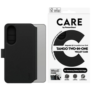 Etui CARE by PanzerGlass Feature Tango   2w1 Wallet Qi do Samsung Galaxy S25 Edge czarny