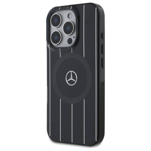Etui Mercedes iPhone 16 Pro Max 6.9" czarny/black hardcase MB Double Layer Crossed Lines MagSafe
