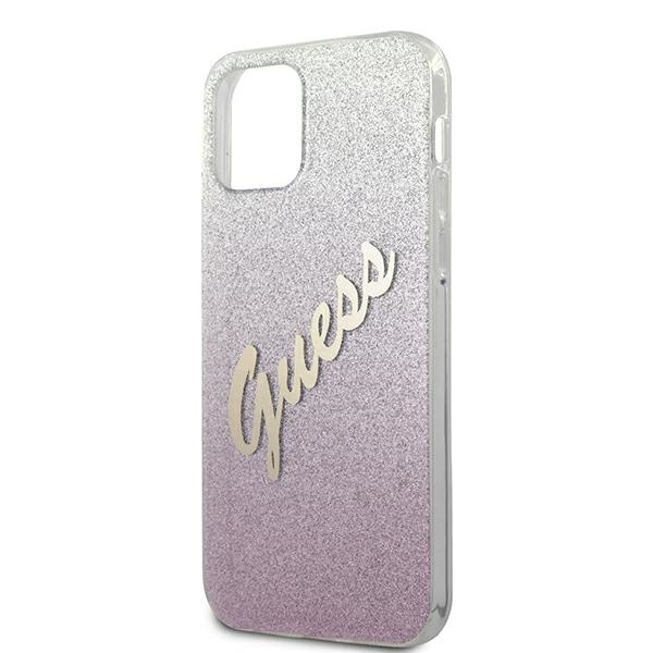 Etui GUESS Apple iPhone 12 12 Pro Glitter Gradient Script Różowy Hardcase
