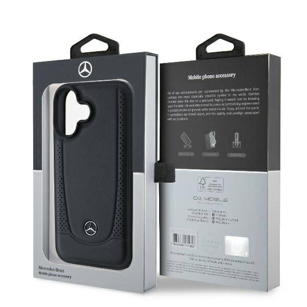 Etui Mercedes iPhone 16 6.1" czarny/black hardcase Leather Urban