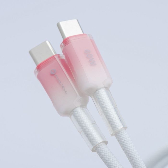 Kabel USB C do USB C Forcell F-Energy QC4.0 PD 3A 60W Gradient 1 m C354 biały