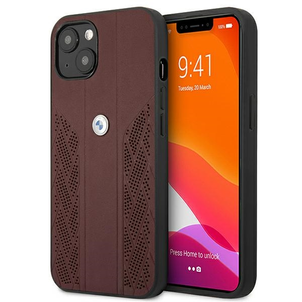 Etui BMW Apple iPhone 13 Mini Leather Curve Perforate Czerwony Hardcase