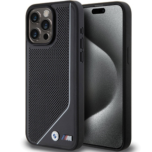 Etui Bmw Bmhmp15l23pucpk Iphone 15 Pro 6.1" Czarny/black Hardcase Perforated Twisted Line Magsafe Case